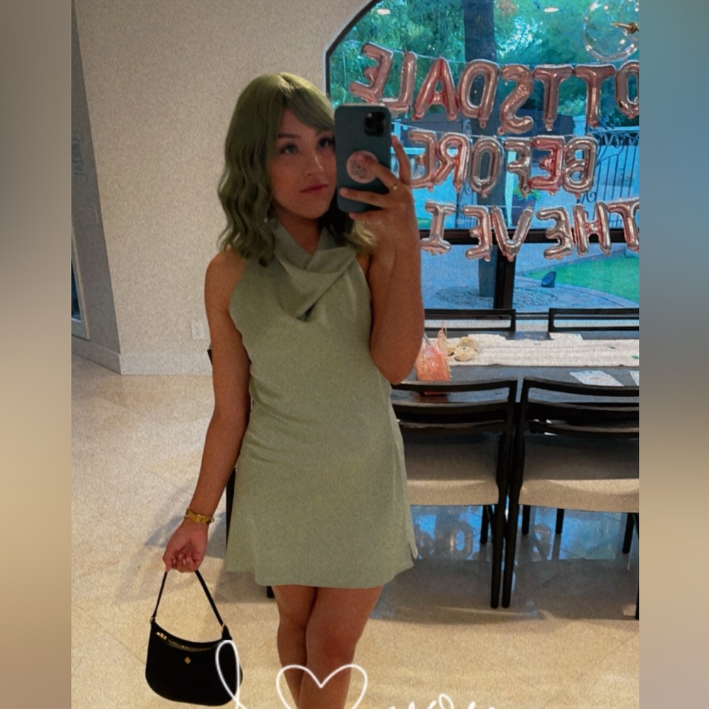 Boutique Mini Dress. High Neck. Cow Neck. Low Back. Worn Once